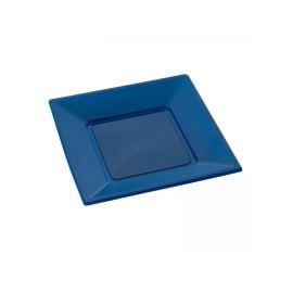 Assiette carrée en plastique Bleu Marine 18cm