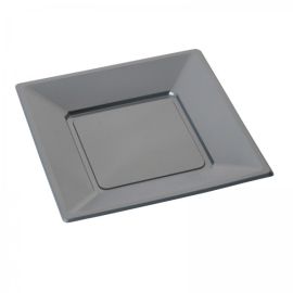 assiette carrée plastique Argent 23cm