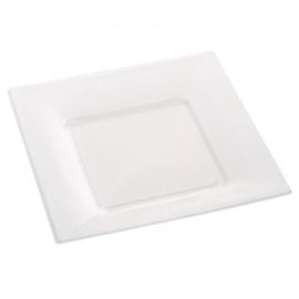 assiette carrée plastique Blanc 23cm