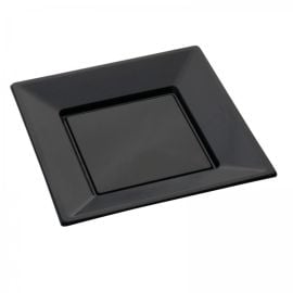 assiette carrée plastique Noir 23cm