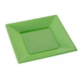 assiette carrée plastique Vert anis 23cm