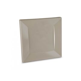 Assiette carrée plastique rigide Taupe 18cm