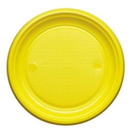 Assiette en plastique ronde Jaune 22cm