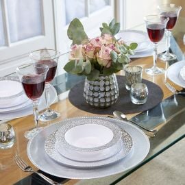 Assiette en plastique ronde prestige Argent 18cm