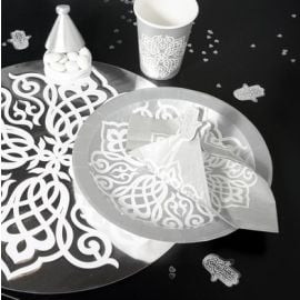 Assiette Orientale Argent en Carton 