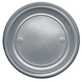 Assiette plastique ronde Gris acier 22 cm x 20 pièces