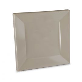 Assiettte carrée plastique 23cm Taupe