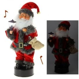 Automate du pere noel avec costume rouge et gris