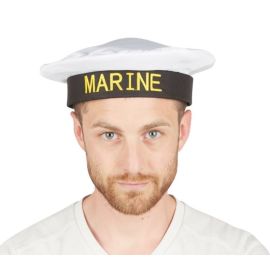 Béret marin - blanc, noir face - adulte