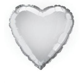 Ballon Mylar Coeur Argent 45 cm - decoration fetes pas cher - Badaboum.fr