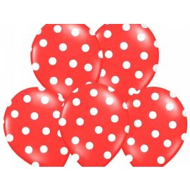 Ballon de baudruche rouge a pois blanc 35cm