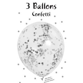 Ballon gonflable explosif avec confettis Argent 28cm