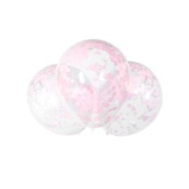 Ballon gonflable explosif avec confettis Rose 40cm