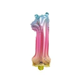 Ballon Mylar Chiffre 1 Irisé Pastel 36 cm