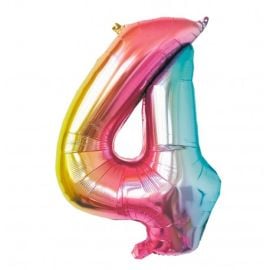 Ballon Mylar Chiffre 4 Irisé Pastel 86 cm