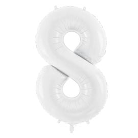 Ballon Mylar Chiffre 8 Blanc 86 cm