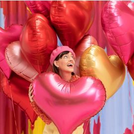 Ballon Mylar Géant Coeur Fuchisa 75cm