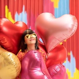 Ballon Mylar Géant Coeur Rose gold 75cm