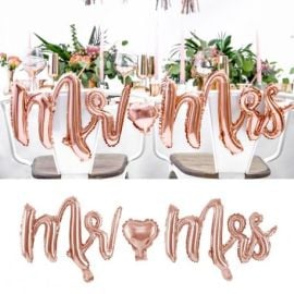 Ballon Mylar Mr Mrs Rose gold