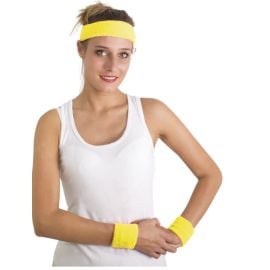 Bandeau et poignets éponge - jaune fluo