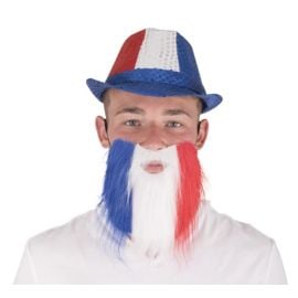 Moustache et barbe - bleu, blanc, rouge