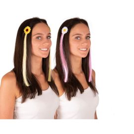 Barrette fleur avec cheveux - couleurs aléatoires - lot de 2