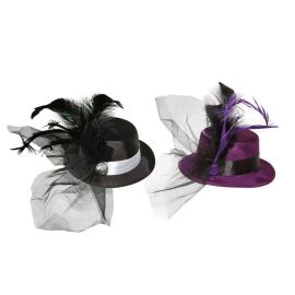 Barrette mini chapeau - couleur aléatoire - Ø 13 cm