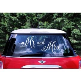 Lot de 3 Sticker mariage voiture Mr Mrs 