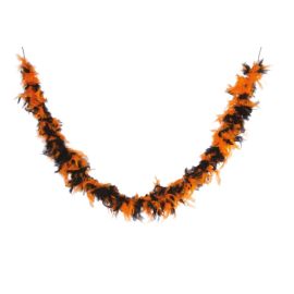 Boa plumes - noir, orange - adulte