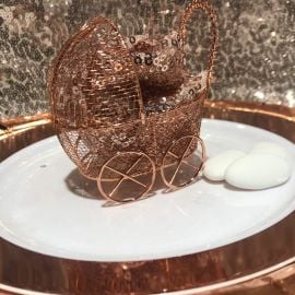 Boite dragées fer forgé Berceau Rose gold 