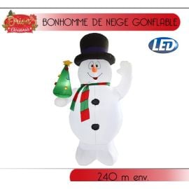 Bonhomme de neige gonflable avec sapin