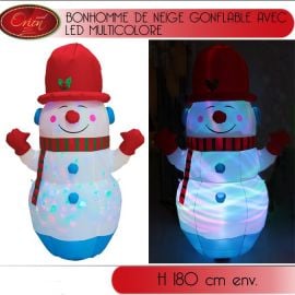 Bonhomme de neige gonflable avec LED multicolore