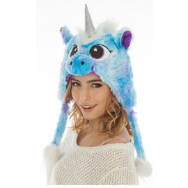 bonnet - licorne - bleu - face