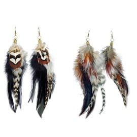 boucles d'oreilles - en plumes - d'aigle