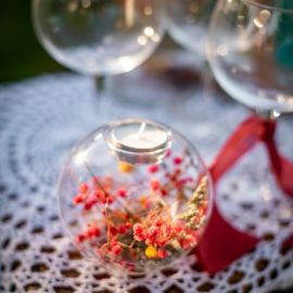 Bougeoir en verre Juliette avec fleurs séchées