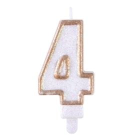 Bougie à paillettes chiffre 4 - or