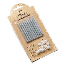 Bougie anniversaire Argent pailletées