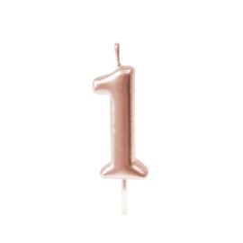 Bougie anniversaire Chiffre 1 Rose gold