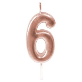 Bougie anniversaire Chiffre 6 Rose gold