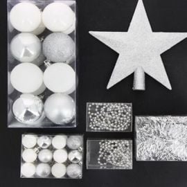 Boule de Noel Blanche et Argent en kit x44 pièces