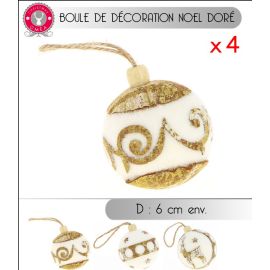 Boule de noel Or et Blanche