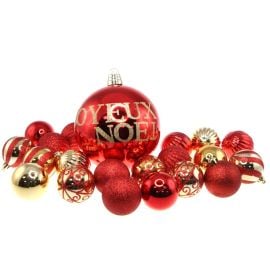 Boule de Noel Or et Rouge Joyeux Noel