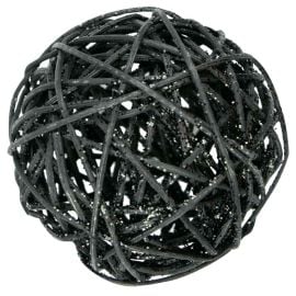 Boule en Osier Noir pailletée 20 cm