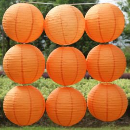 Boule en papier lampion ORANGE 50 cm