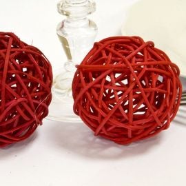 Boule en rotin Rouge 6cm