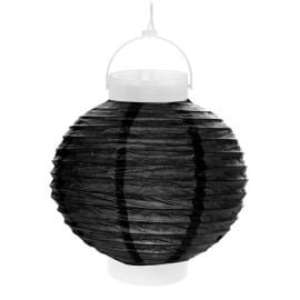 Boule japonaise Noir lanterne avec LED 20cm