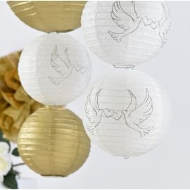 Boule lanterne en papier Colombe 20cm