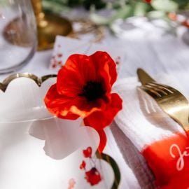 Bouquet de 4 Coquelicots Rouge