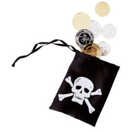 Bourse de pirate avec 12 pièces - or, argent