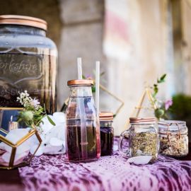 Bouteille candy bar rose gold avec paille